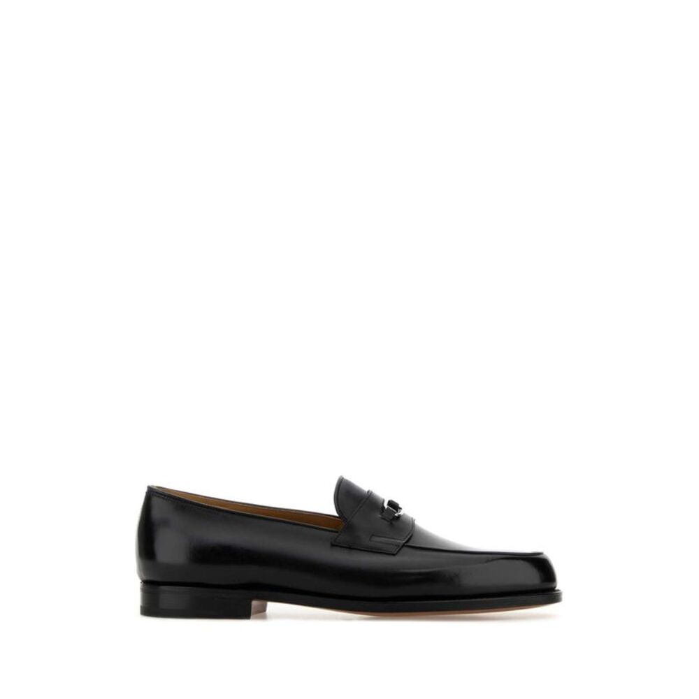 John Lobb Men Black Leather Lopez Loafers